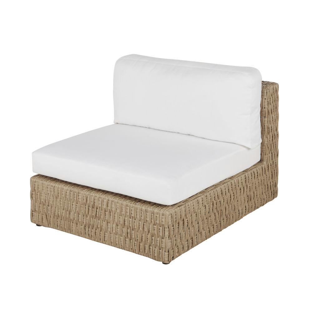 Toranga - Chauffeuse pour canapé de jardin modulable en résine tressée et coussins écrus