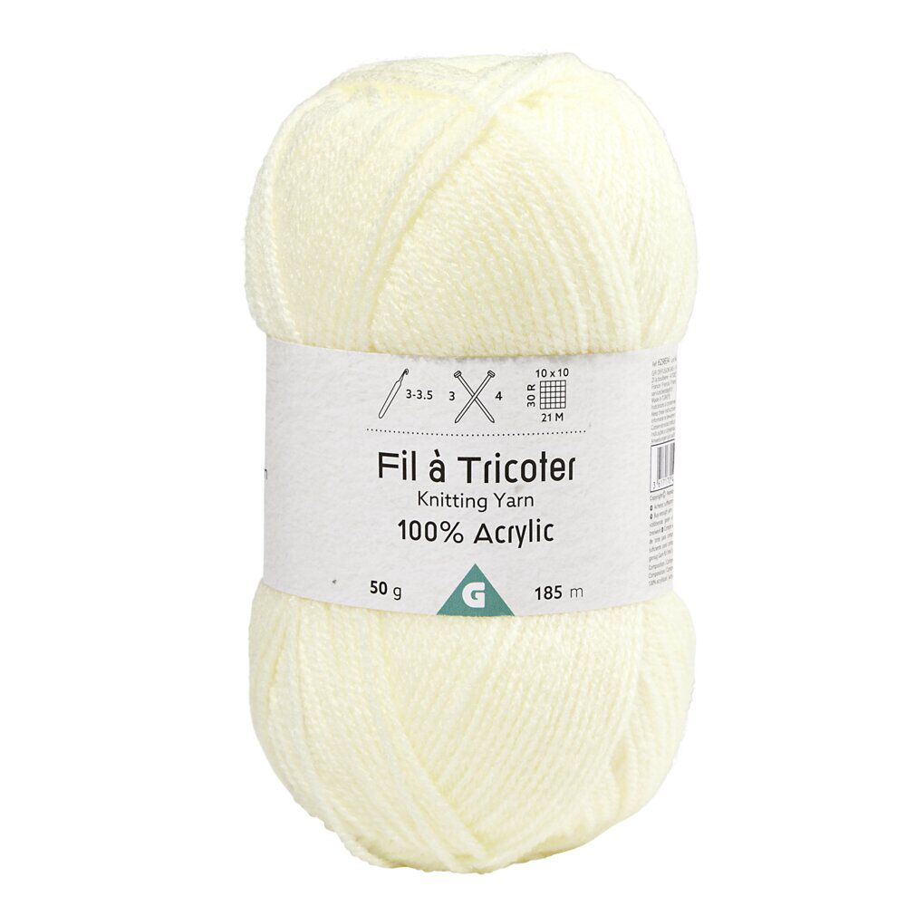 Fil à tricoter acrylique 50g blanc écru