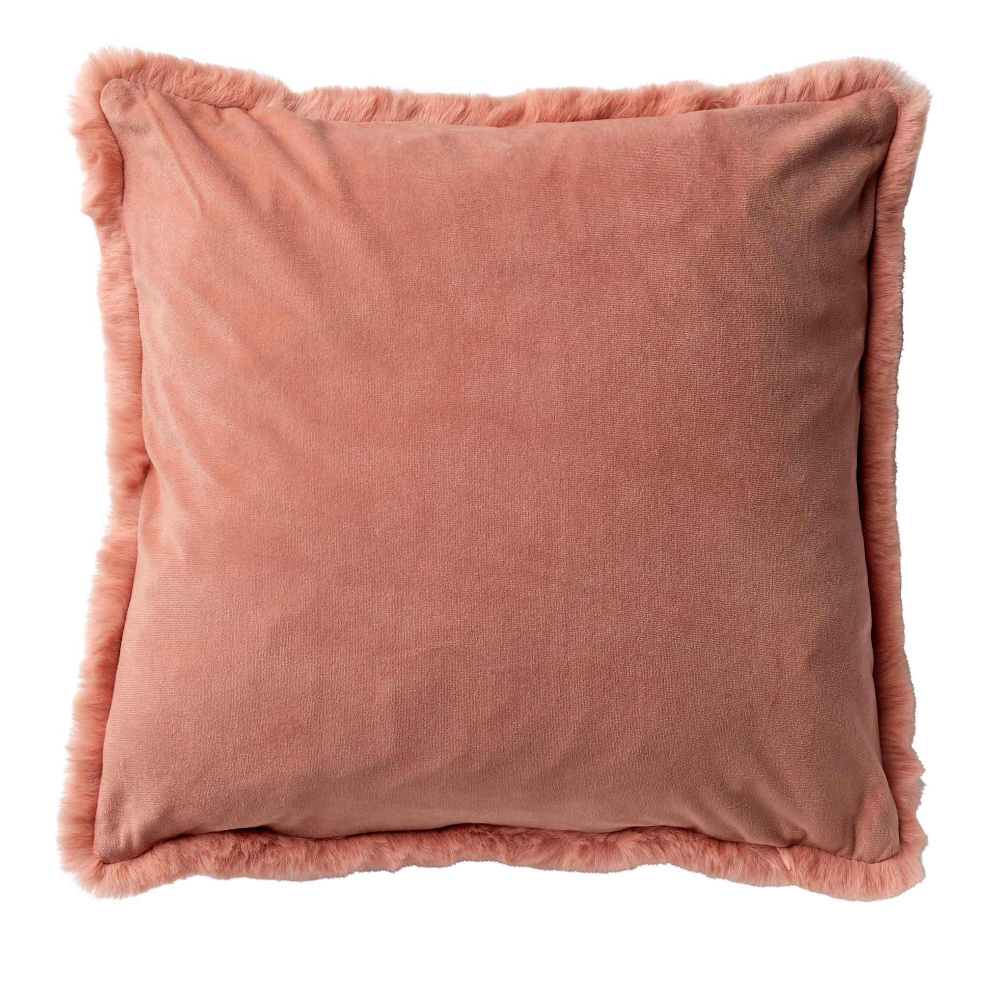 ZAYA - Coussin - rose fausse fourrure 45x45 cm uni