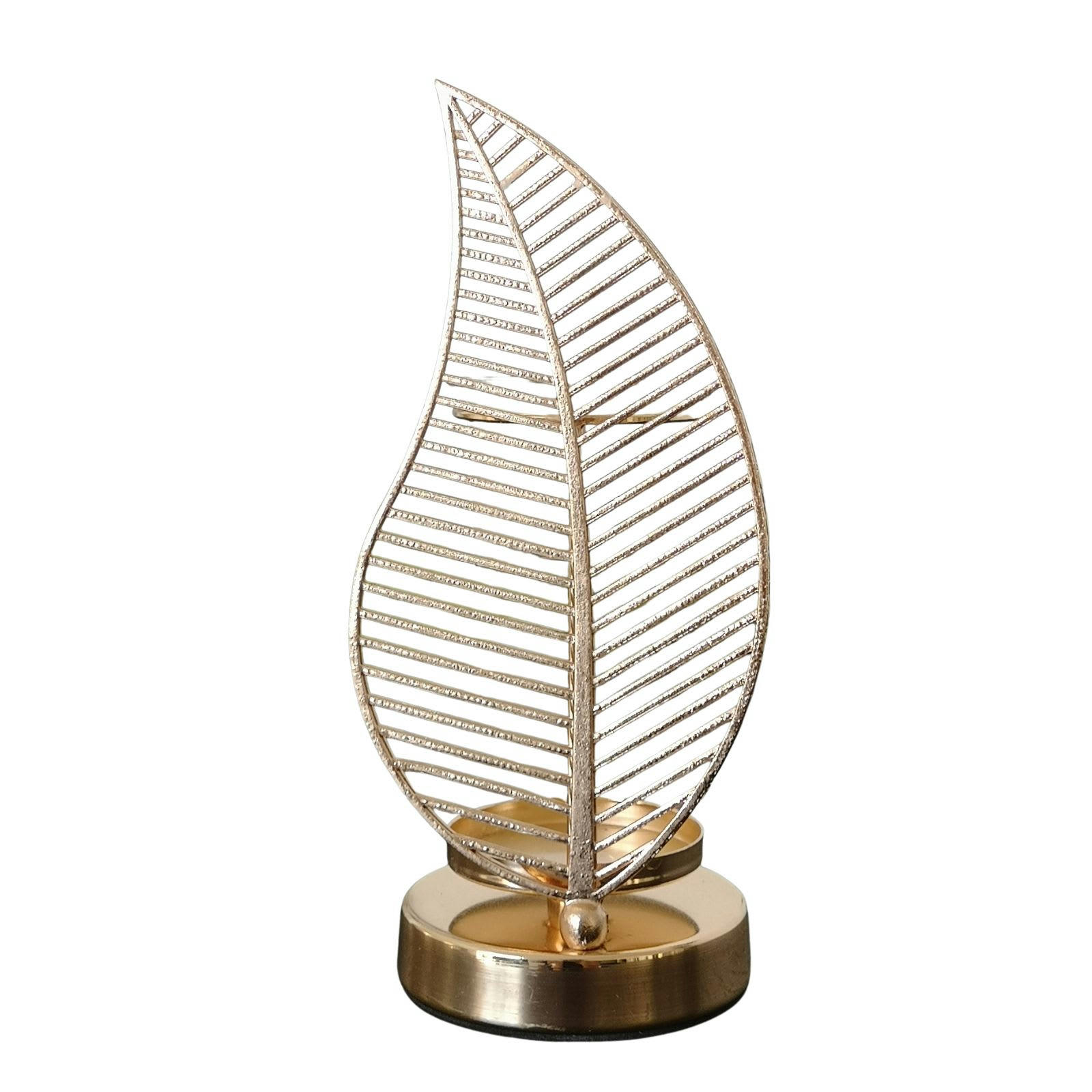 PALME - Brûle parfum Inspiration Feuille en métal doré et verre - H 20 cm