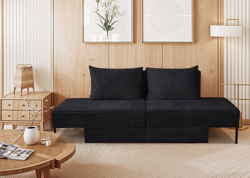 Sofa, system wielofunkcyjny MOOKA 4w1, tkanina Velo Czarny