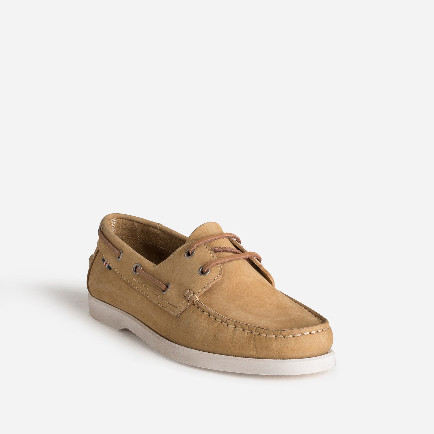 Chaussure-bateau camel cuir nubuck