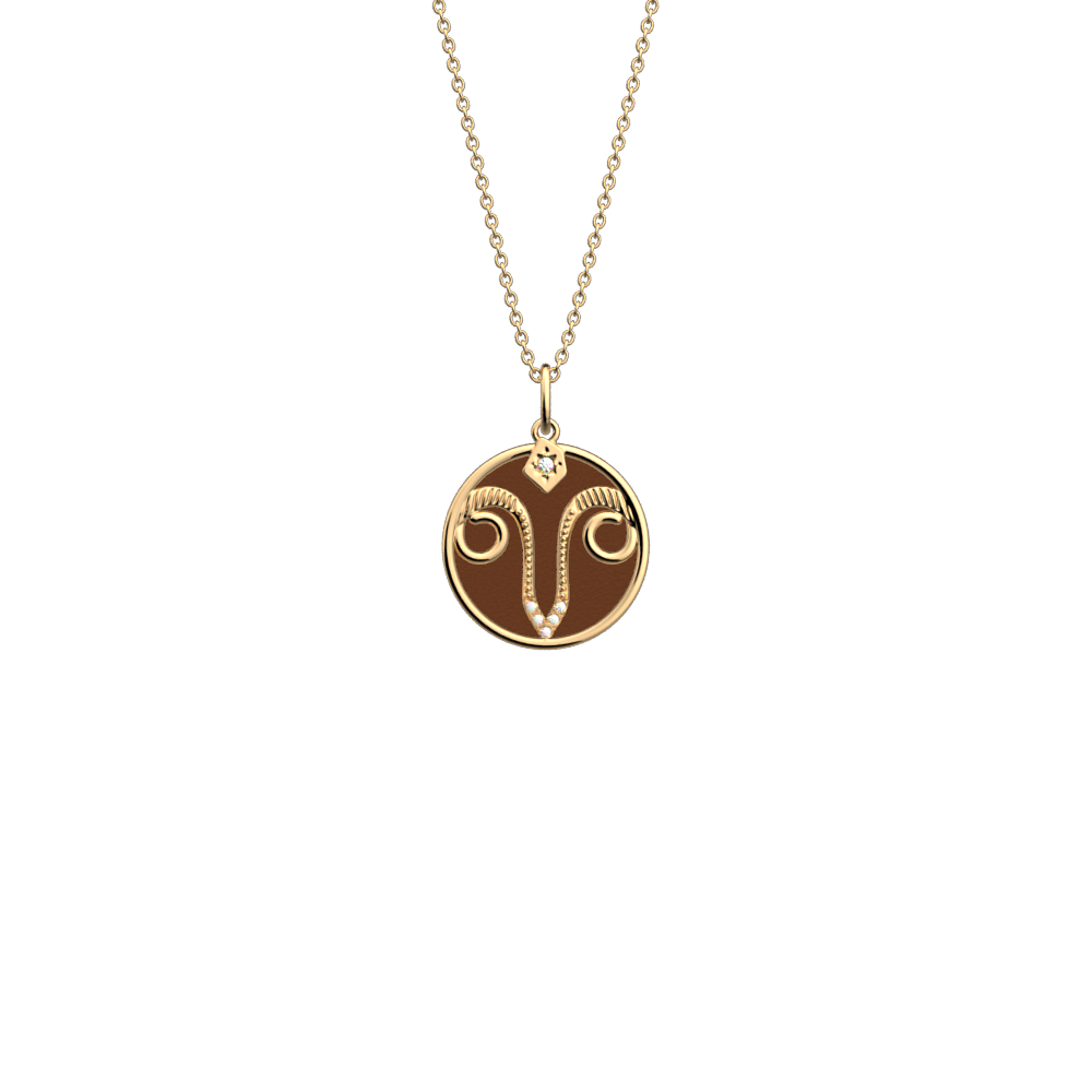 Collier Bélier, cuir réversible Bronze / Terre Cuite