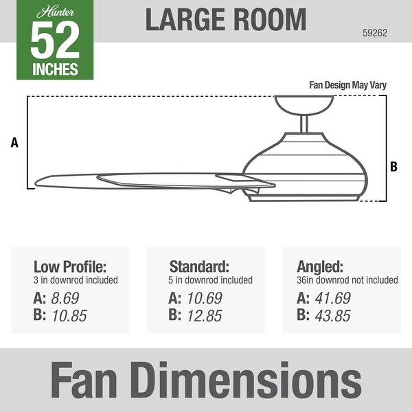 Hunter 52" Cassius Outdoor Ceiling Fan with Pull Chain, Damp Rated - Industrial, Contemporary, Farmhouse