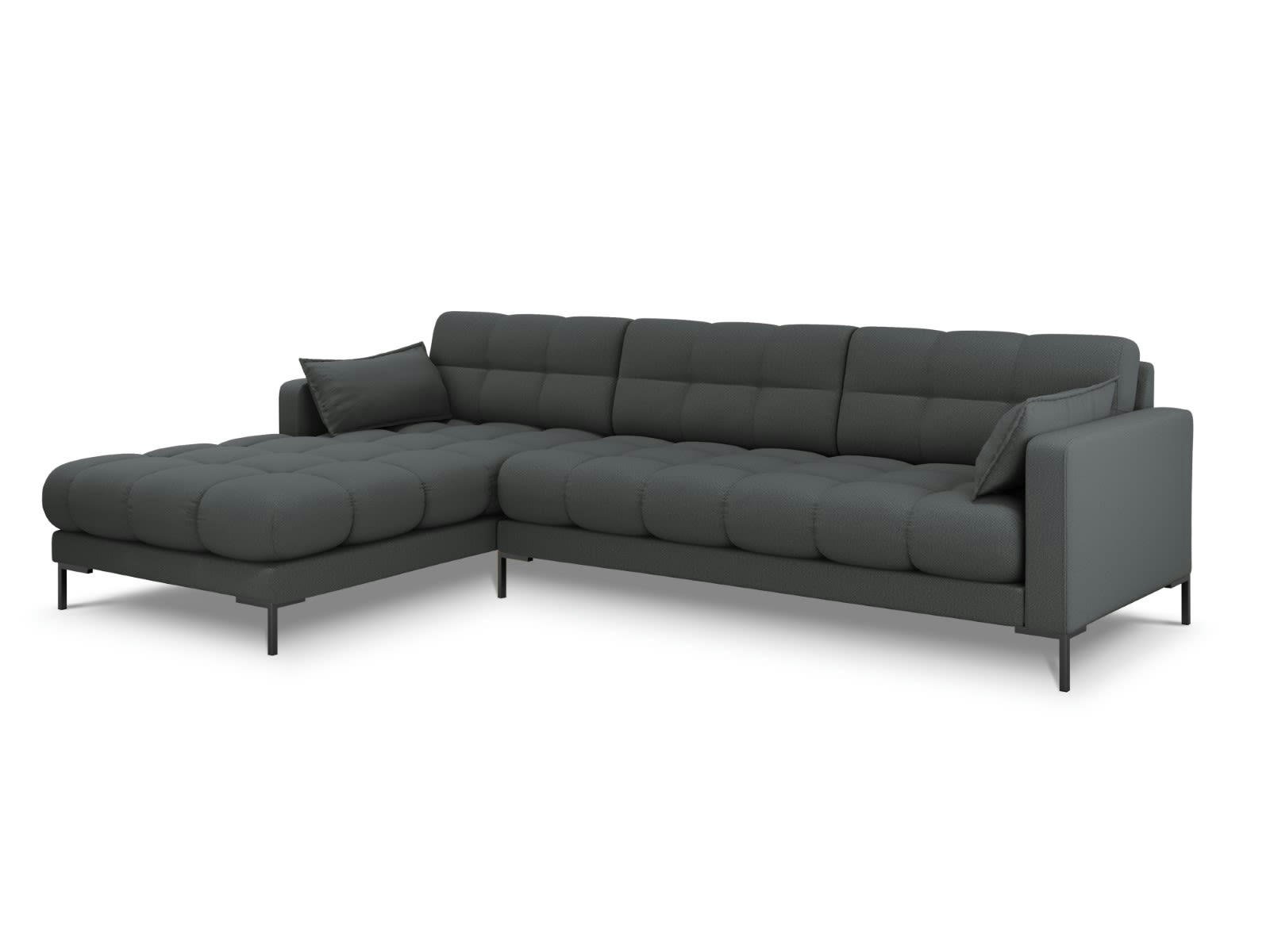 MAMAIA - Canapé d'angle gauche 5 places en tissu structurel gris foncé