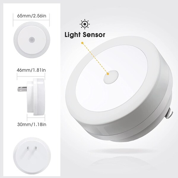 YANSUN 0.6-Watt Black 3000K Warm White Plug-In Light Sensing Integrated LED Night Light for Baby, Stair, Hallway(4-Pack) - 0.6 W