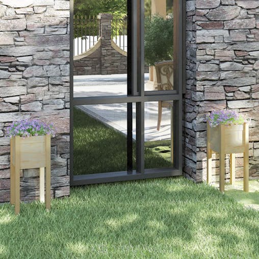 NNEVL Garden Planters 2 pcs 31x31x70 cm Solid Pinewood