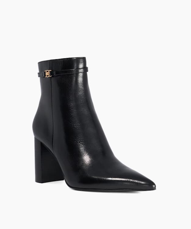 Prettier Black - Leather Heeled Ankle Boots
