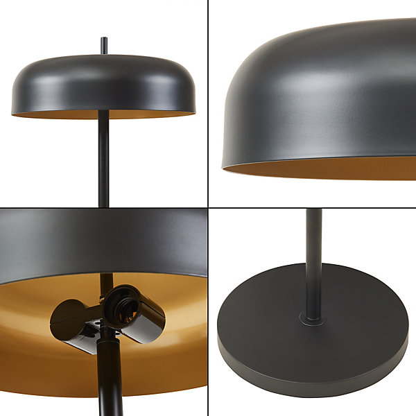 Lampadaire à pied Barton 2 x E27 159 cm noir lux.pro