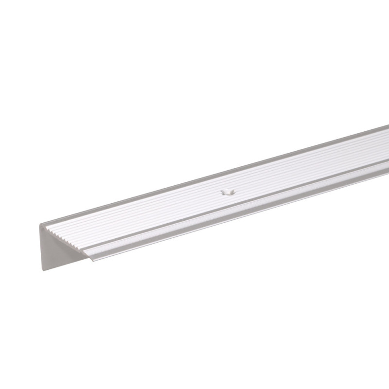 Nez de marche percé en aluminium argenté 45 x 23 mm 1 m ALBERTS