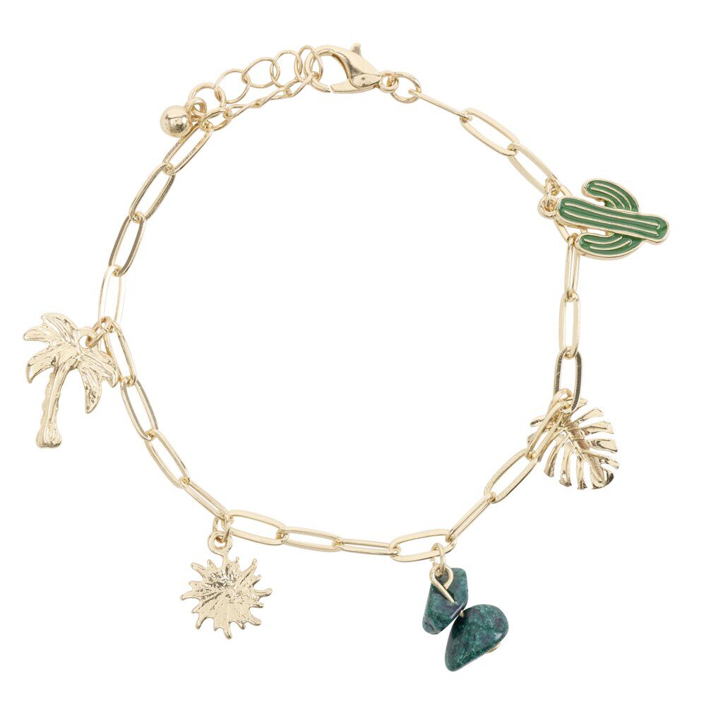 Bracelet chaÎne avec pampilles thème plage métal doré L10cm