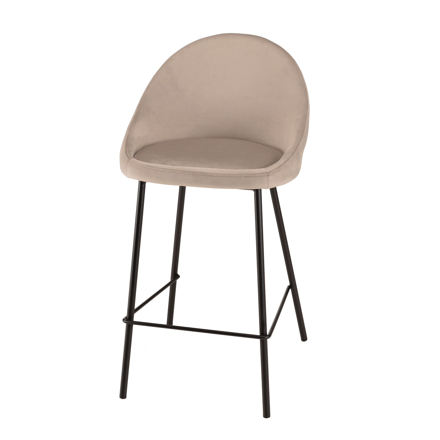 Chaise haute velours beige TIM (lot de 2)