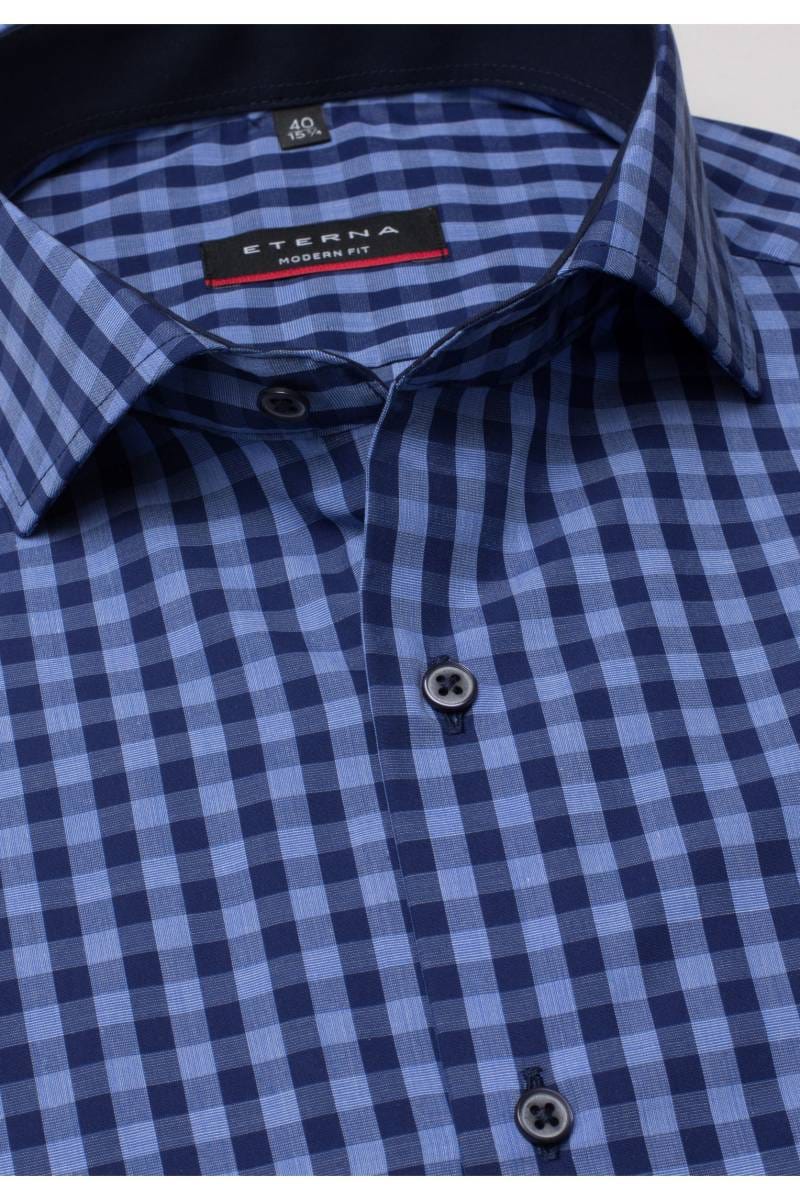 ETERNA Modern Fit Hemd mittelblau, Kariert