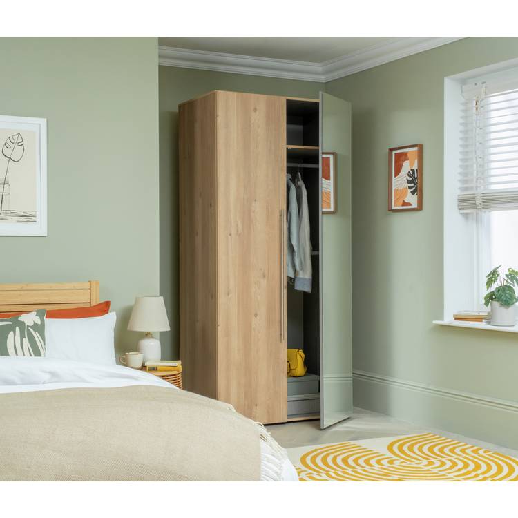 Habitat Atlas 2 Door Mirror Wardrobe - Oak