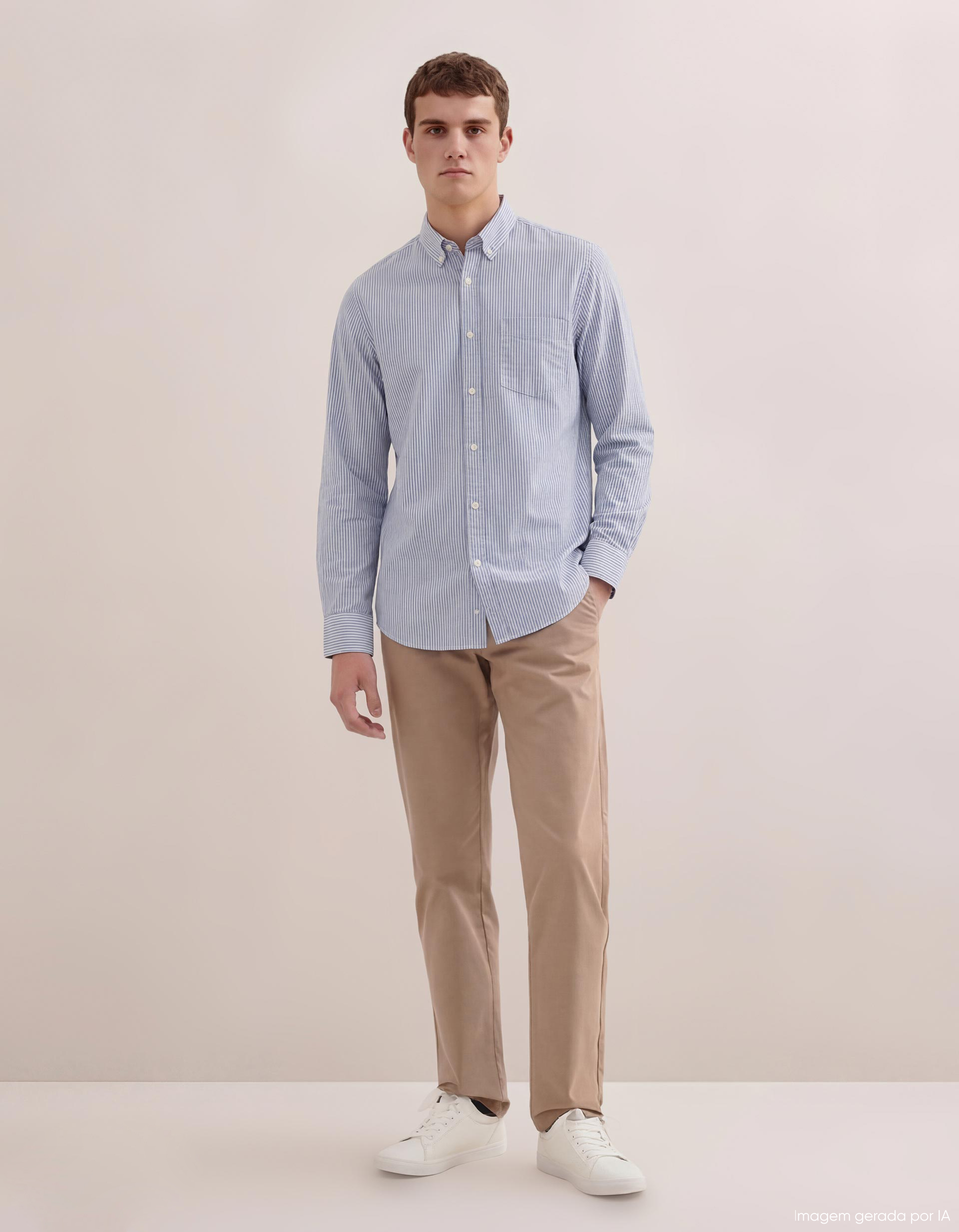 Camisa Riscas, Homem, Azul Escuro