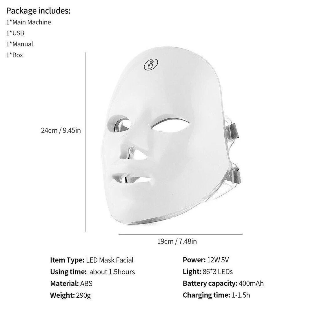 NESTLUNE 7 Colors LED Light Therapy Facial Mask