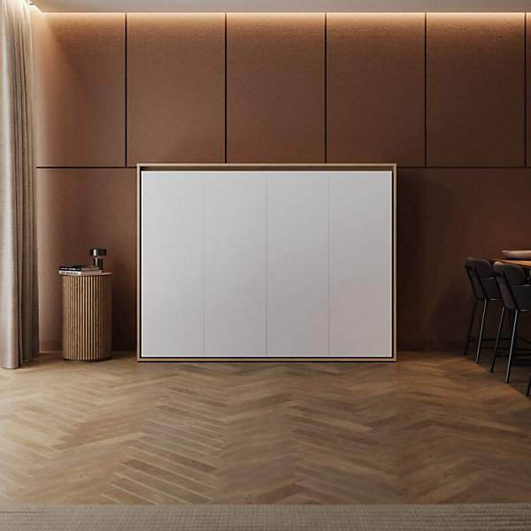 Lit escamotable 160x200cm Horizontal M2 Lit Mural Chene Kaiser-Blanc