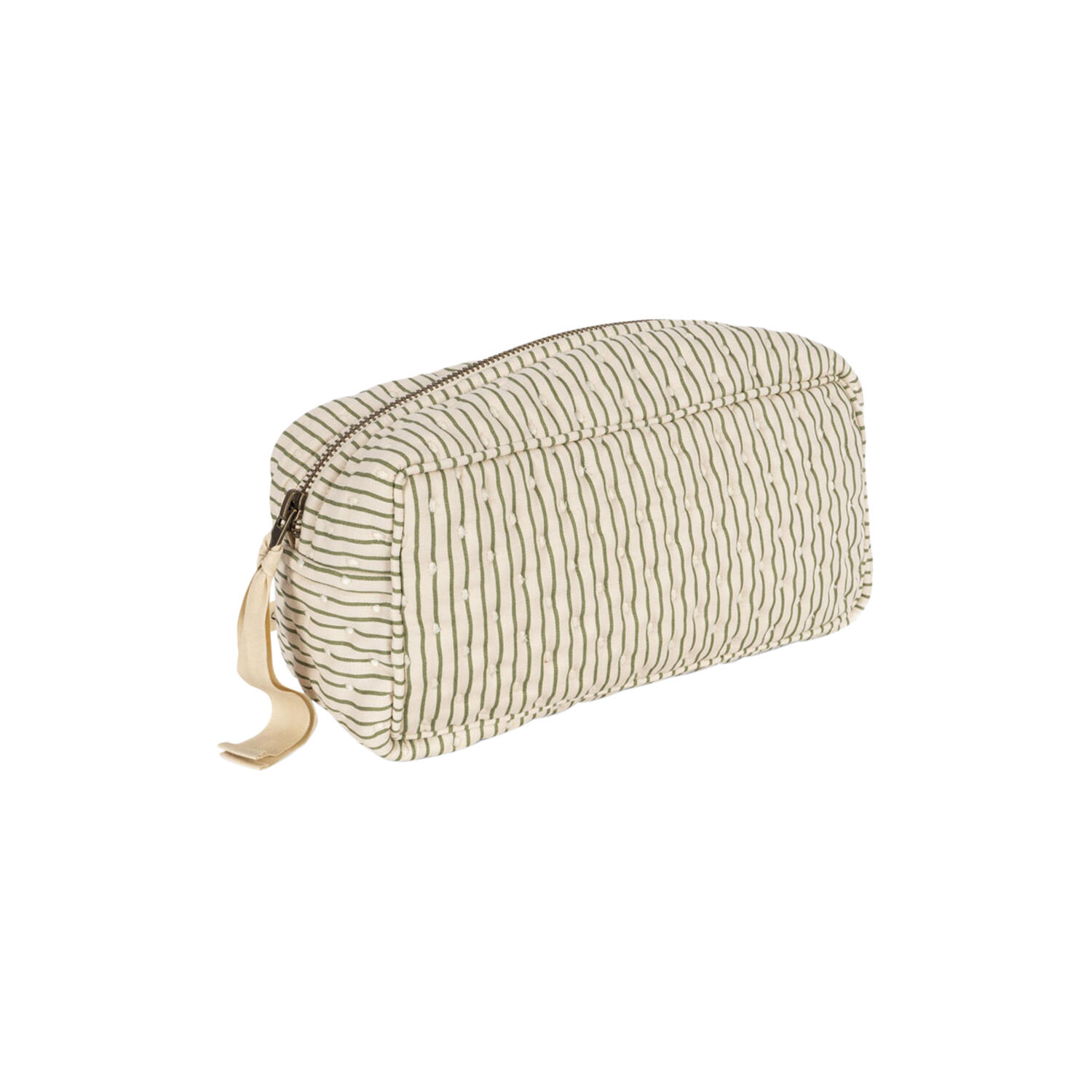 Small Quilted Toiletry Bag, tea stripe