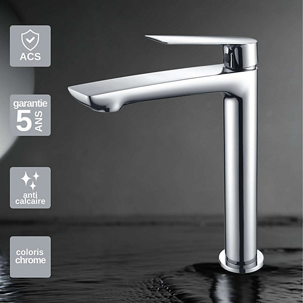 Mitigeur de Lavabo Anti-Calcaire Bec Haut Chrome IMEX LUXOR BDX023-3