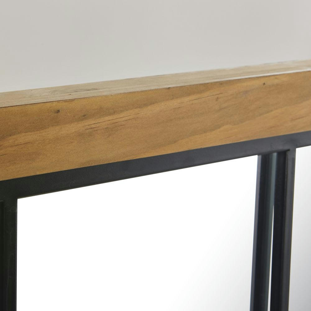 RALPH - Miroir verrière rectangulaire en pin et métal noir 120x95