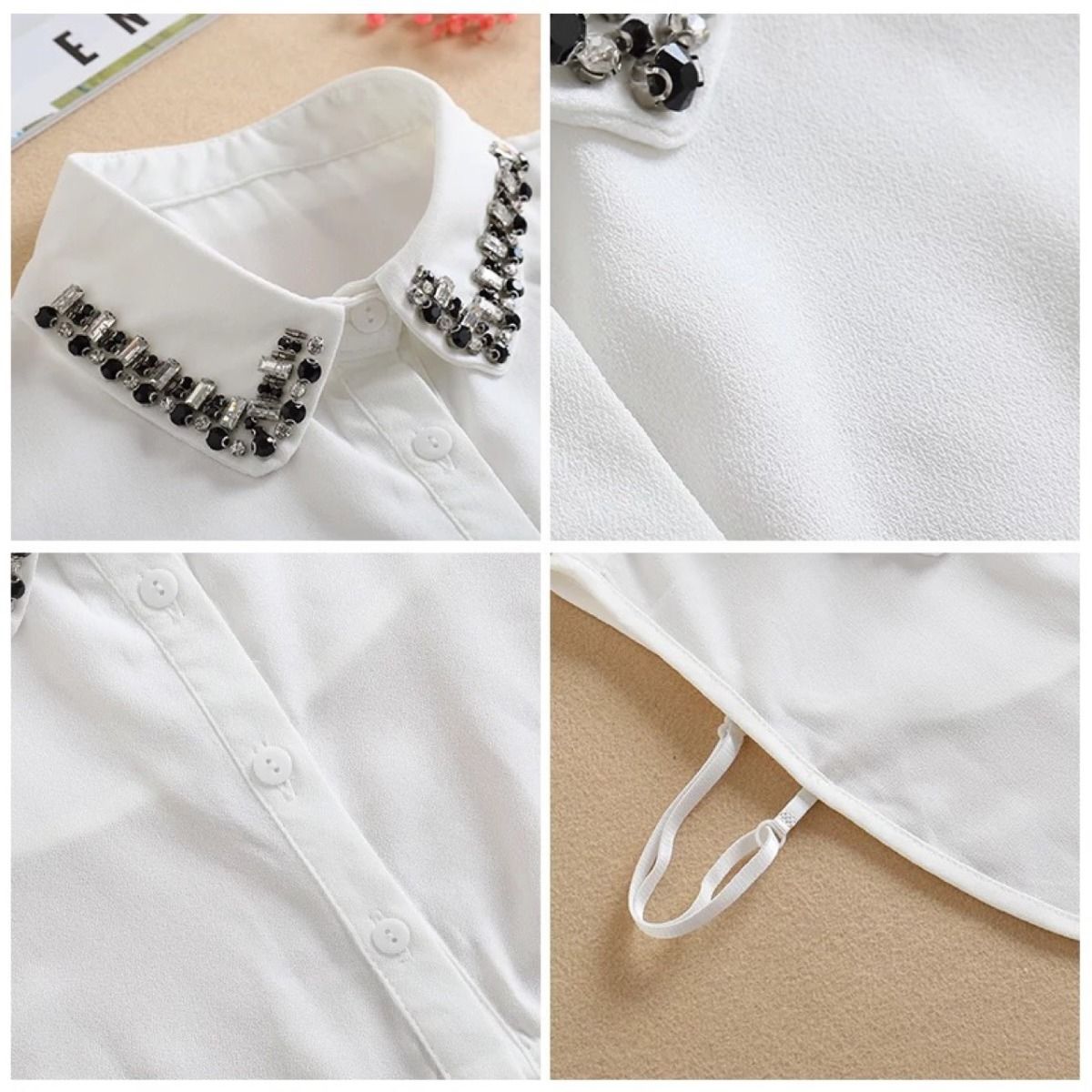 PEACH ACCESSORIES Black Rhinestone Embellished Detachable Collar