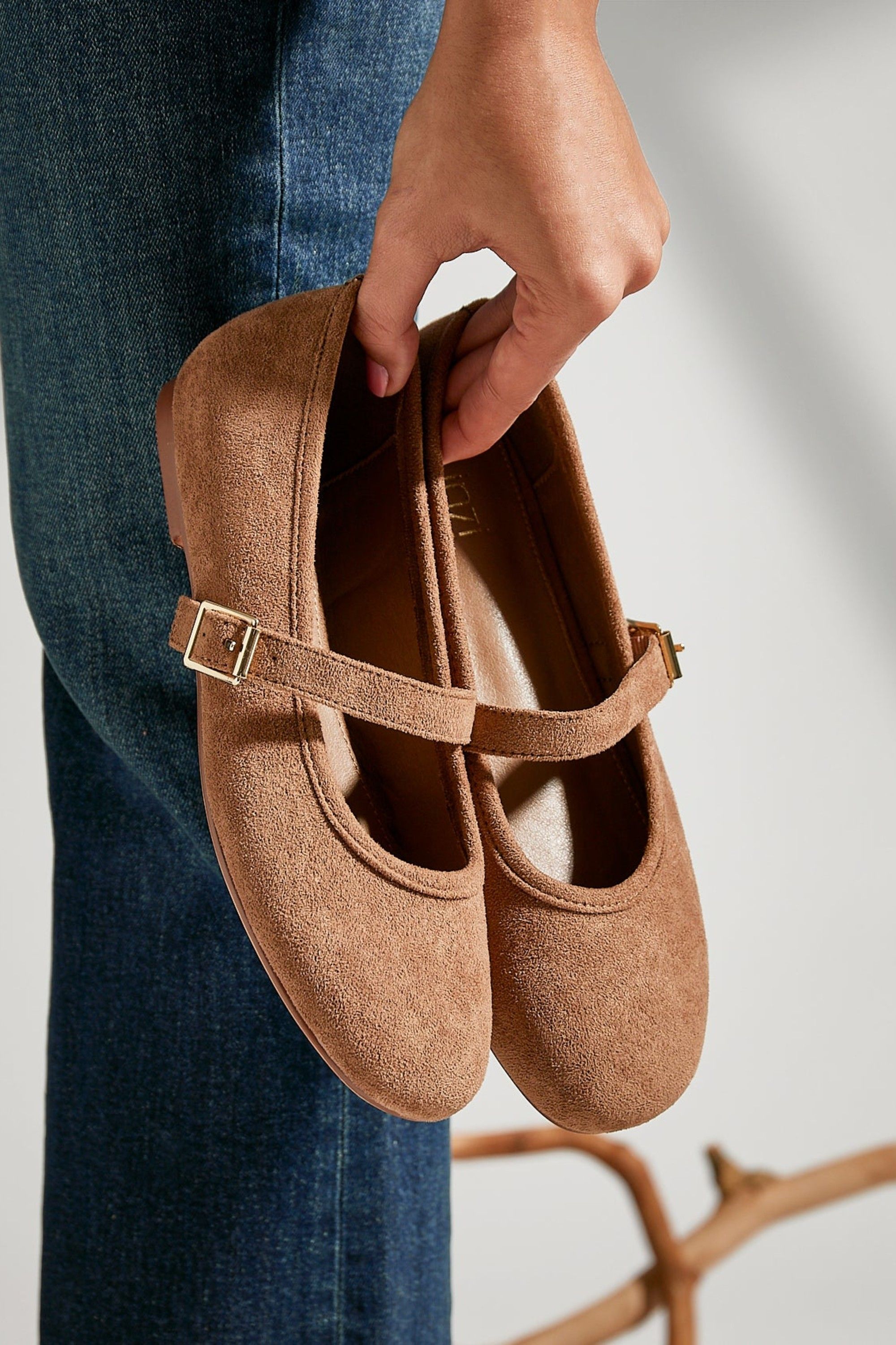 Linzi Schedule Mocha Faux Suede Ballet Flats