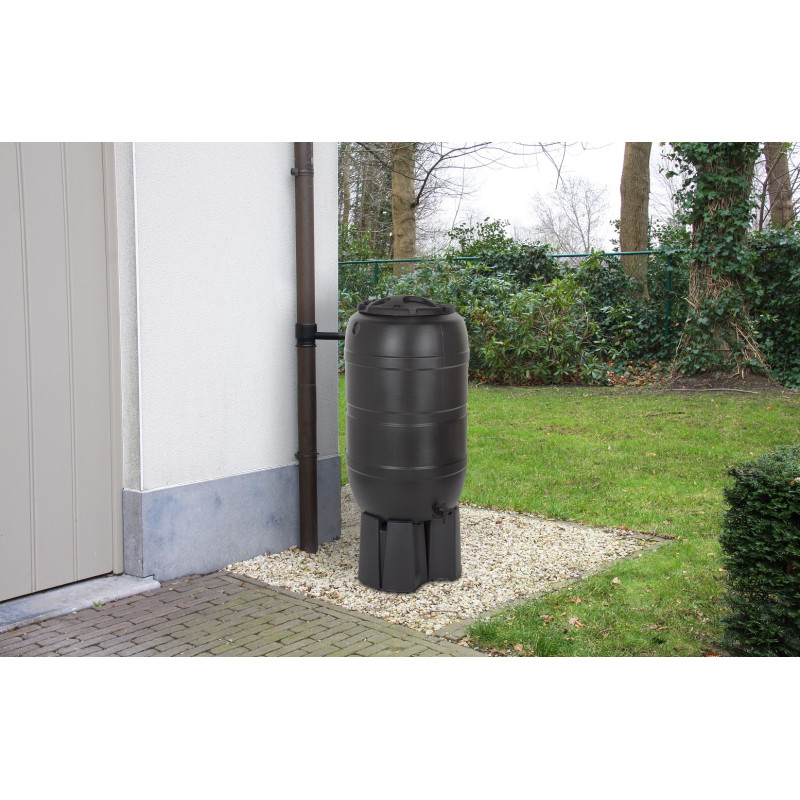 Tonneau à eau de pluie avec accessoires noir 210 L PRACTO GARDEN