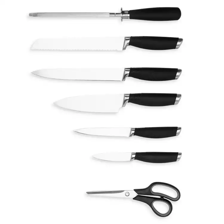 Habitat 7 Piece Soft Grip Knife Set - Black & Silver