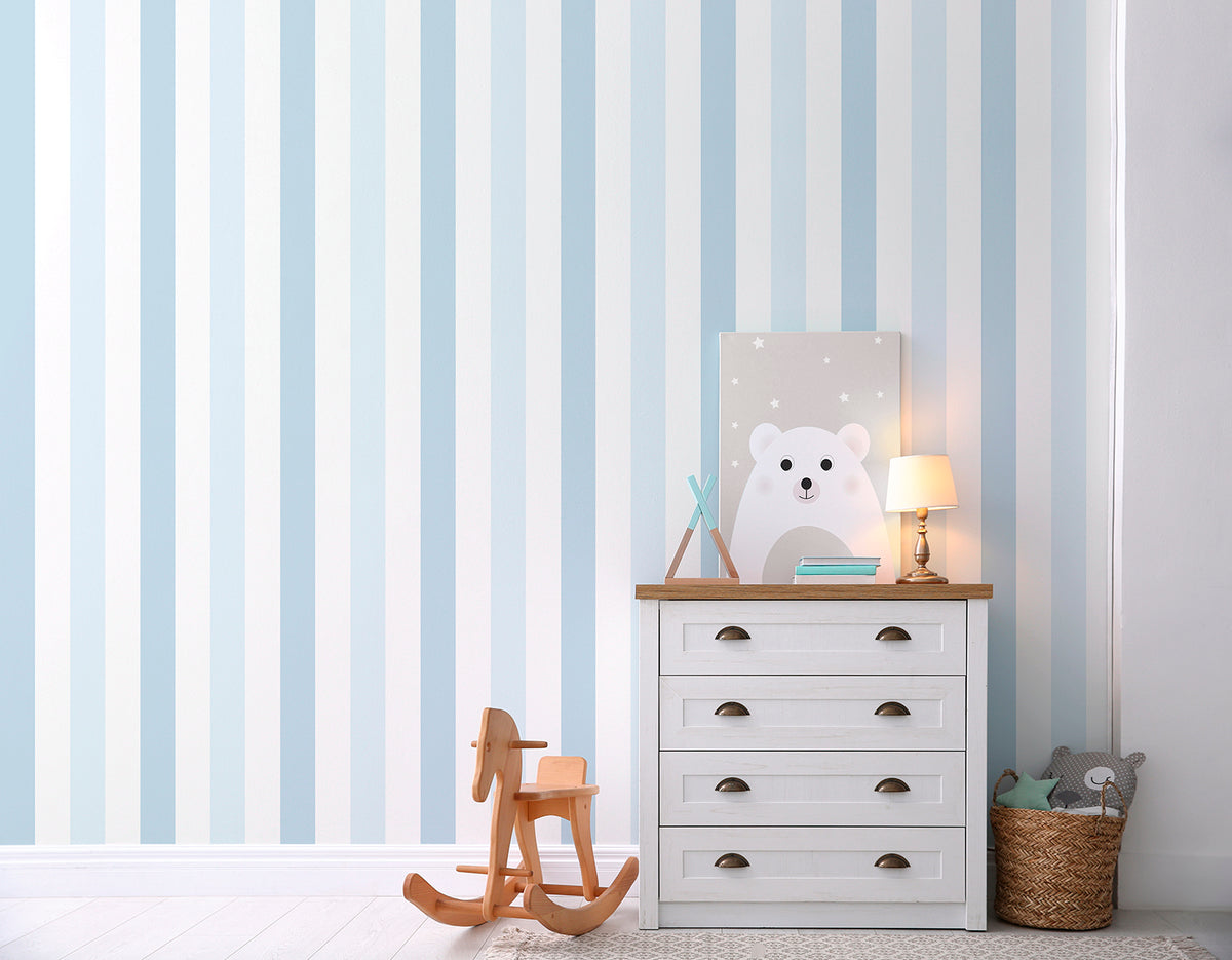 Sanders & Sanders behang strepen blauw en wit - 53 cm x 10 m - 640468