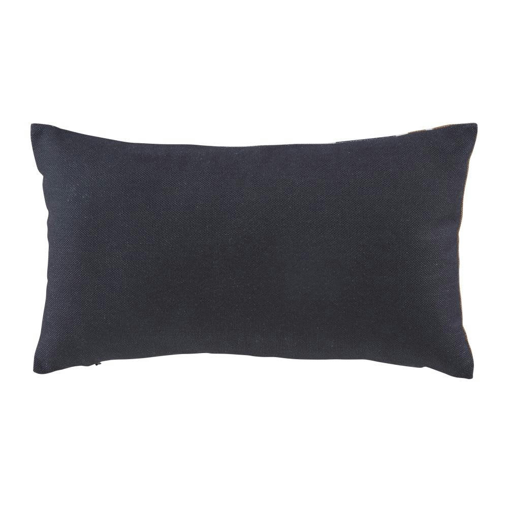 AARHUS - Coussin gris anthracite, caramel et écru 50x30