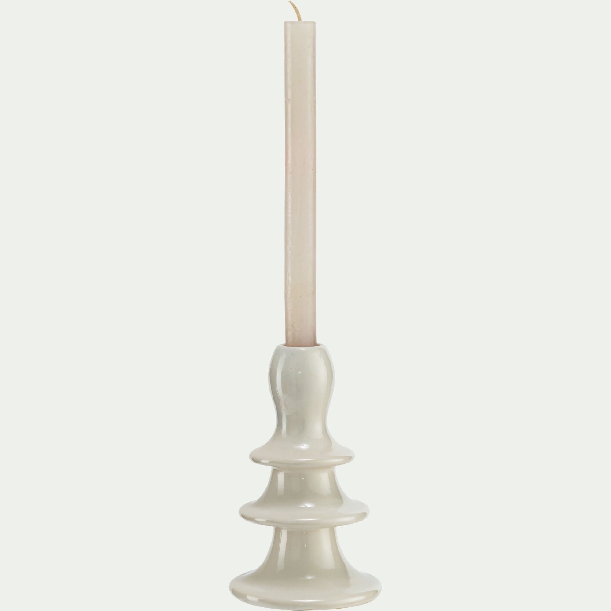VALOUKA - Bougeoir en faïence D10xH17cm - blanc