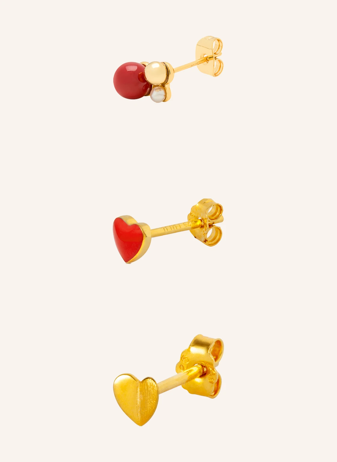 LULU Copenhagen 3er-Set Ohrstecker HEART