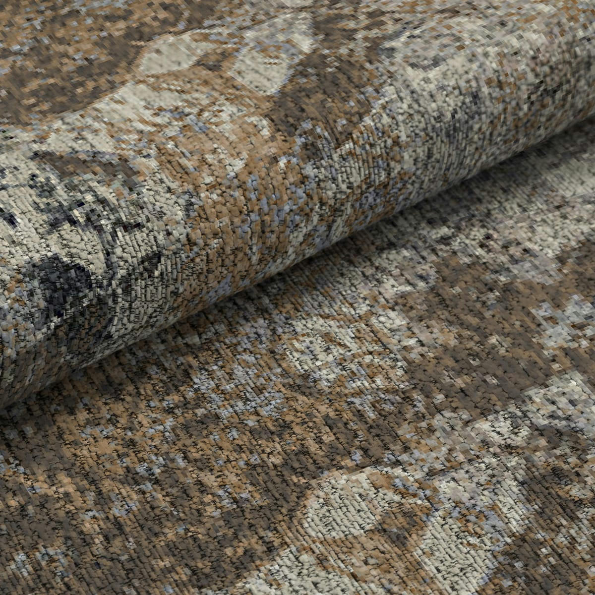 GROOT - Tapis décoratif en coton imprimé contemporaine marron 120x170 cm