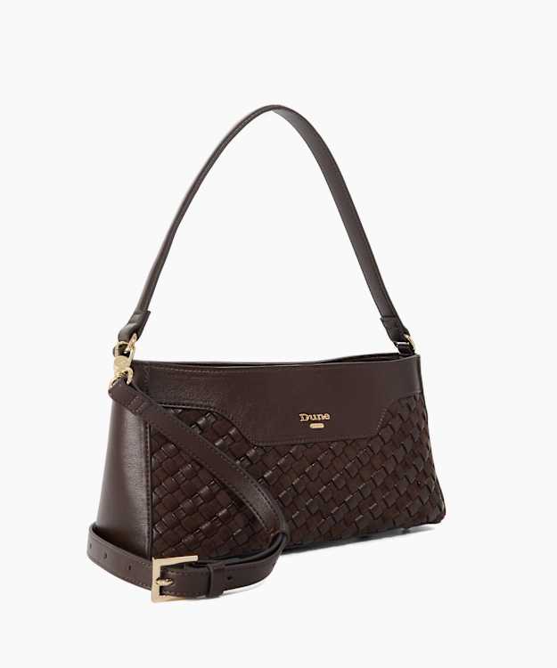 Delpheen Ew Dark Brown - Woven East-West Shoulder Bag