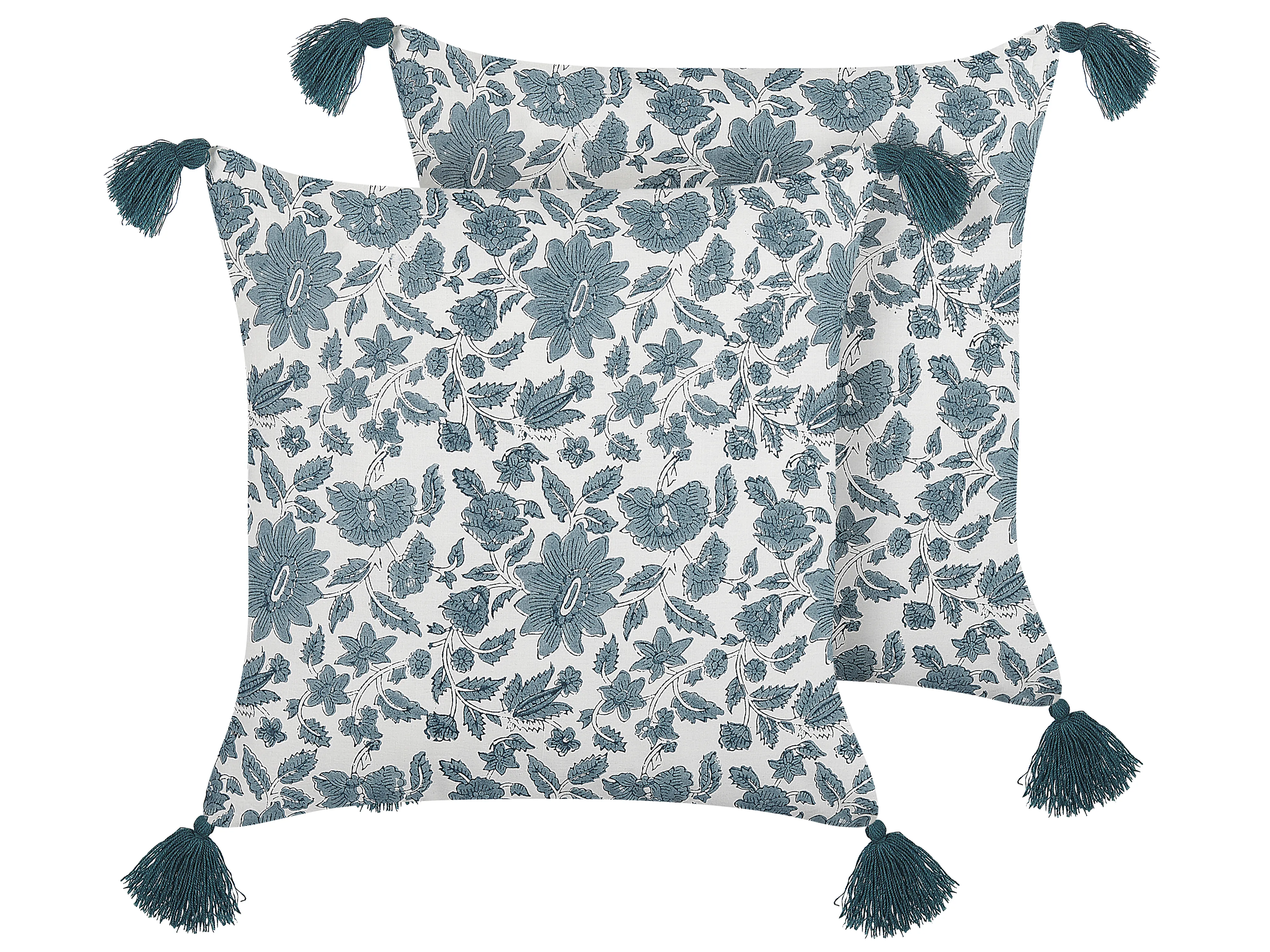 Throw Cushion RUMEX Cotton 45 x 45 cm Blue Floral Pattern