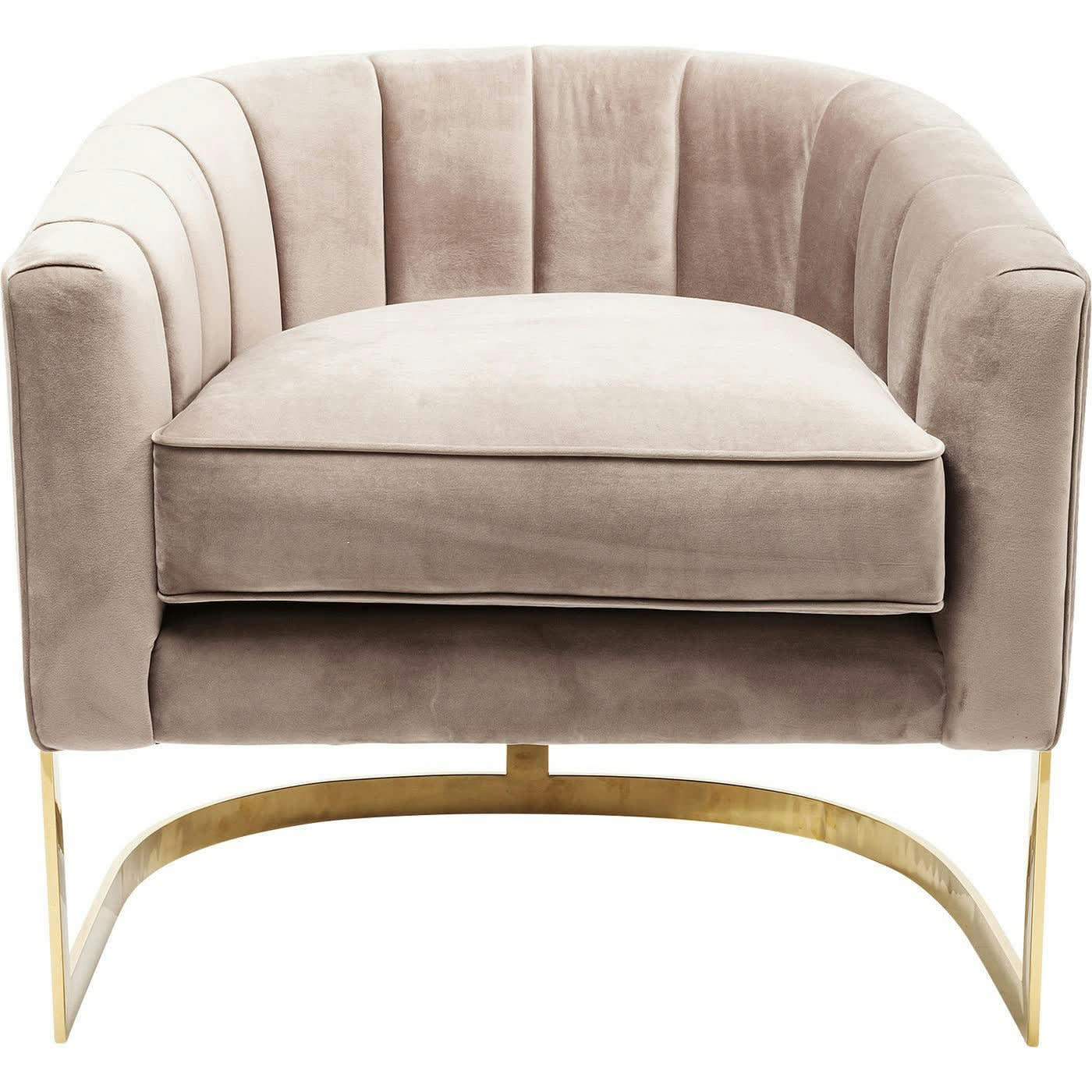 PURE ELEGANCE - Fauteuil en velours beige et acier doré