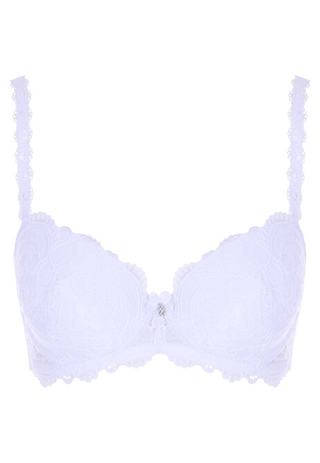 Womens White Millie Floral Lace Balcony Bra (B-DD)
