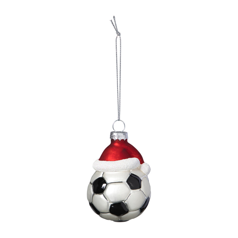 Kersthanger voetbal - zwart/wit- &Oslash;6.3x7.8 cm