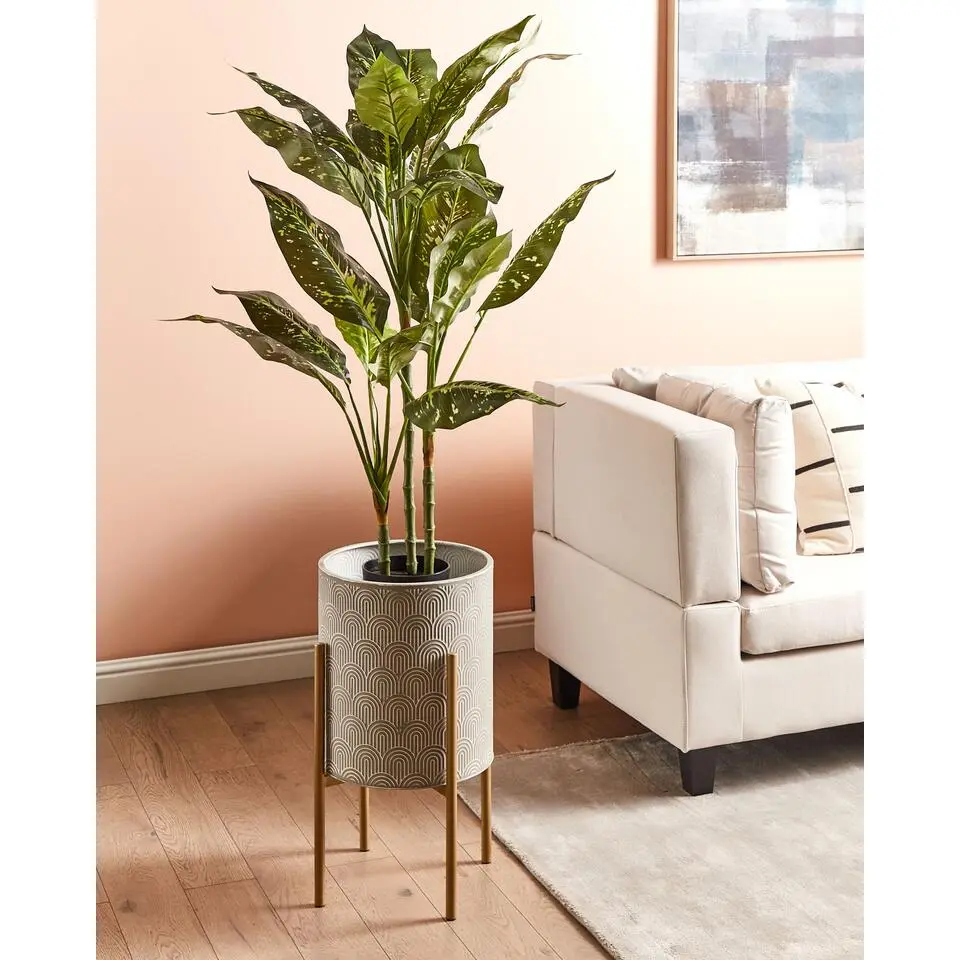 AUBRIETA - Bloempot - Grijs - 31 x 31 x 58 cm - Metaal