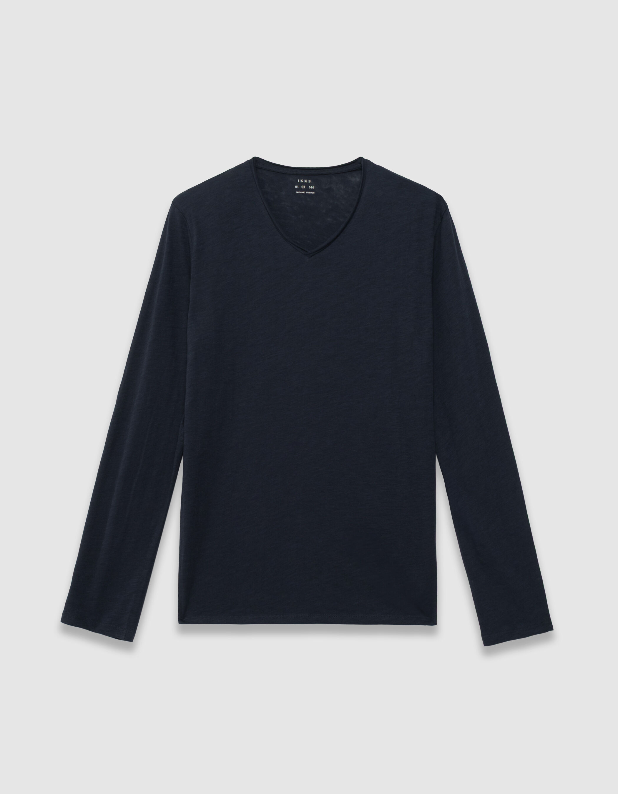 T-shirt manches longues noir coton bio flammé Homme