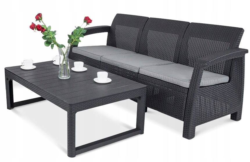 Zestaw Mebli Ogrodowych Balkonowych sofa stolik Corfu Keter