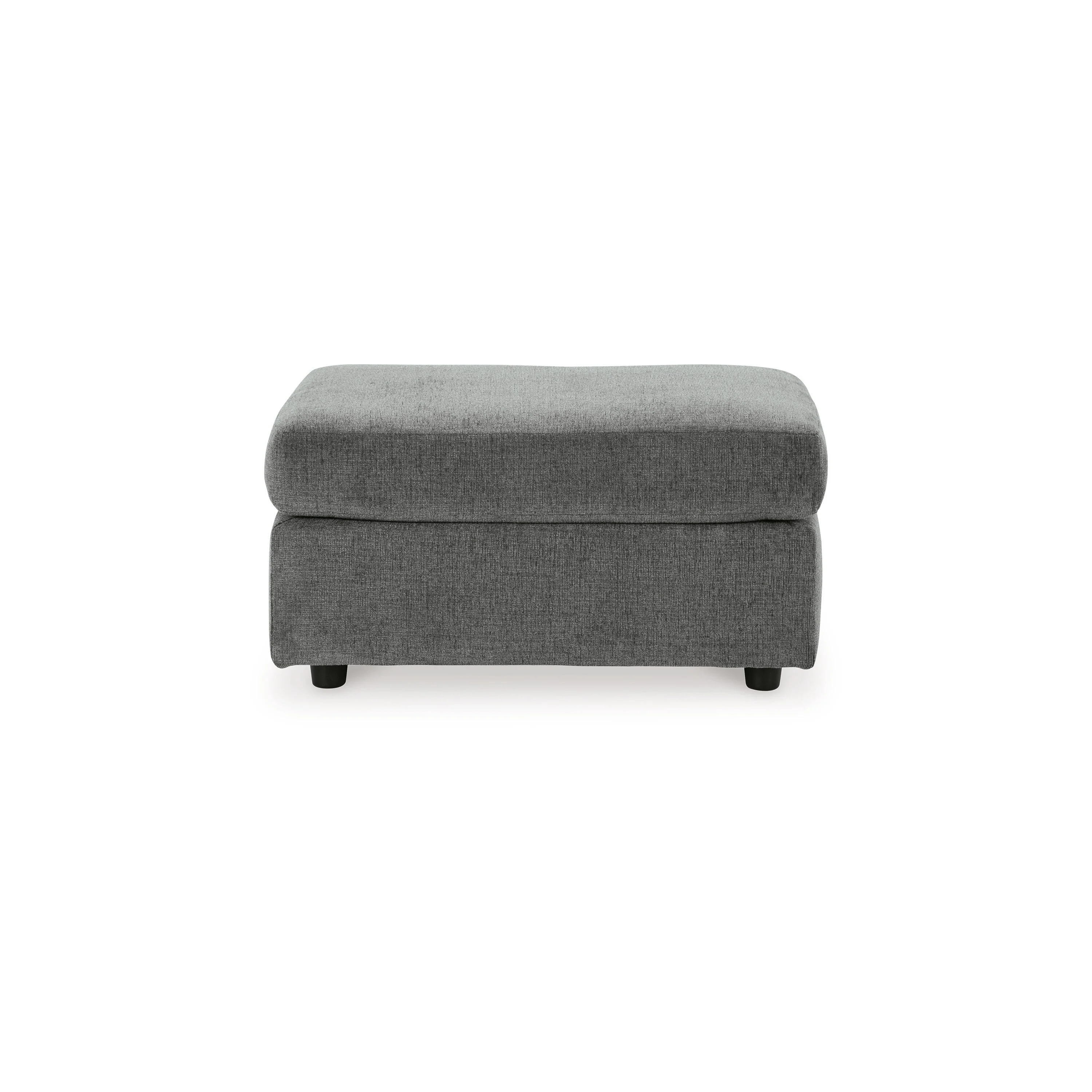 Ratty Ottoman, 33 Inch Rectangular, Plush Cushioned Gray Polyester