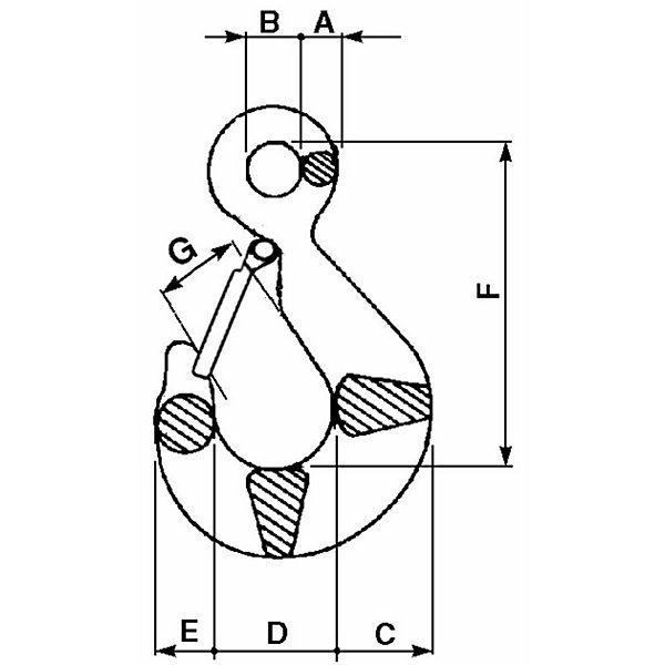 Crochet de levage à oeil et linguet de sécurité 1000 Kg DIN 689