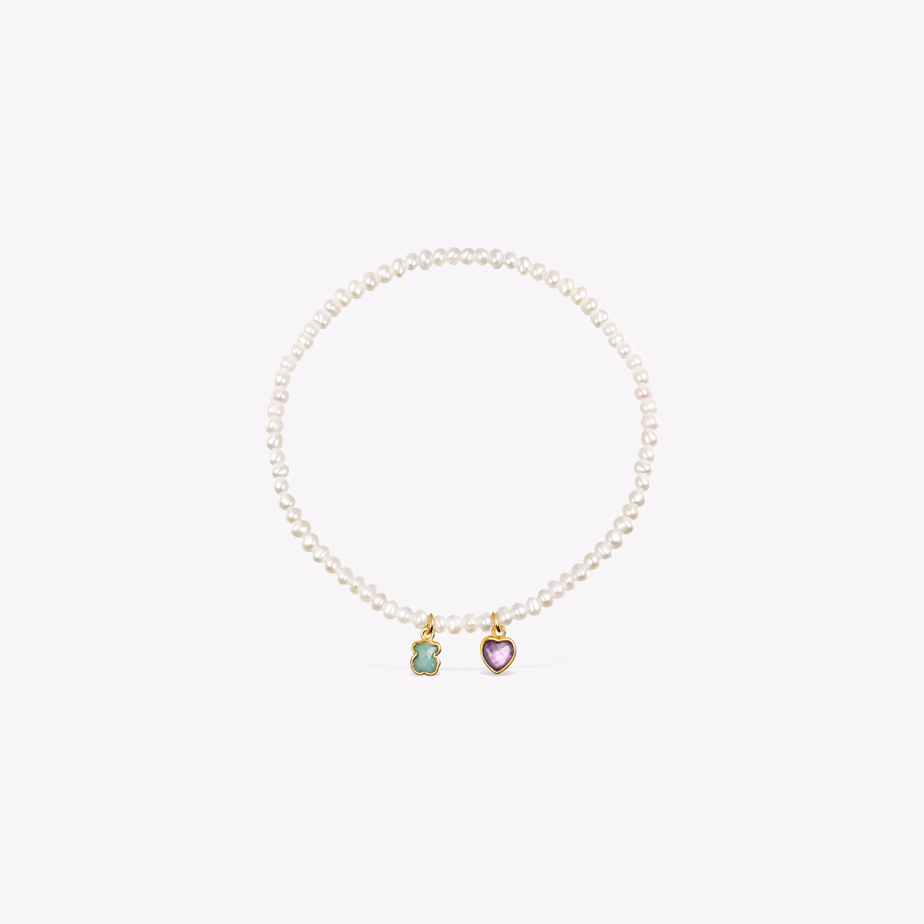 Pulsera de perlas con baño de oro 18 kt sobre plata con amazonita y amatista Glory
