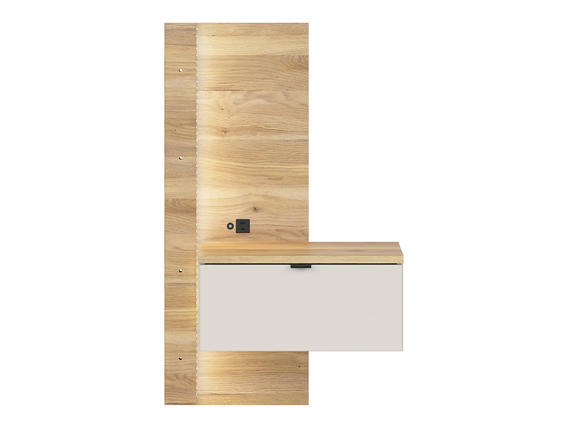 Szafka nocna Glamour 50 prawa z szufladą kaszmir/dąb mauvella USB LED