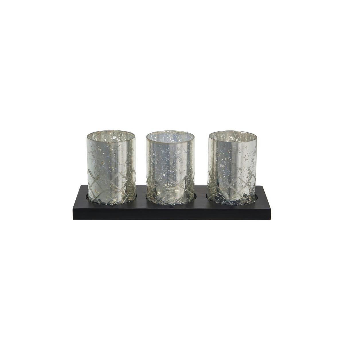 - Set de 3 photophores en verre argenté et marron foncé L31