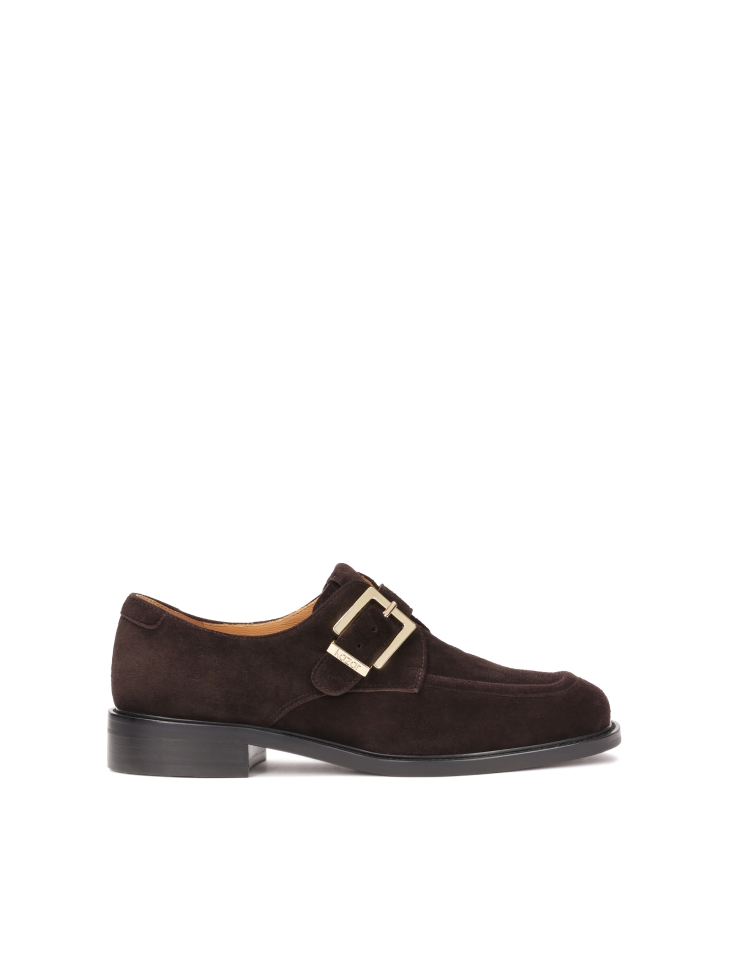 Suede shoes with strap closure