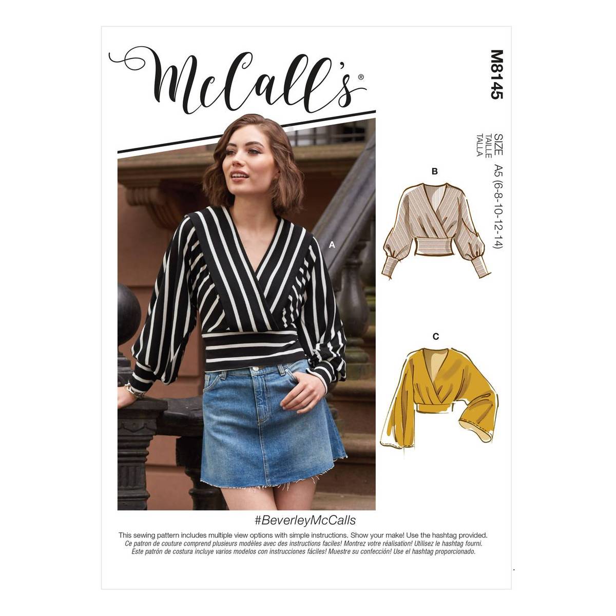 McCall’s Beverley Tops Sewing Pattern M8145 (16-24)