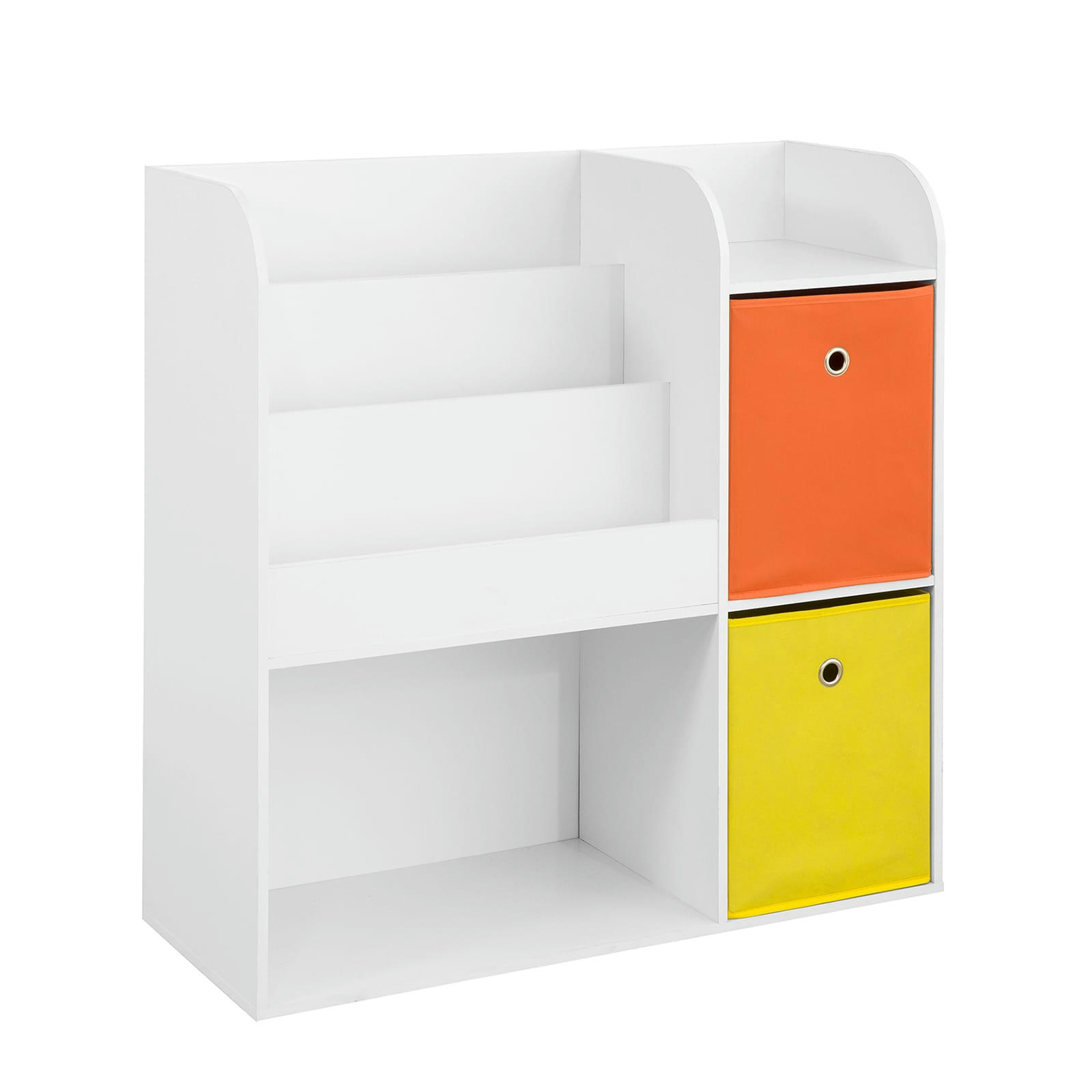 - Meuble de rangement pour enfants avec 2 paniers effet bois blanc