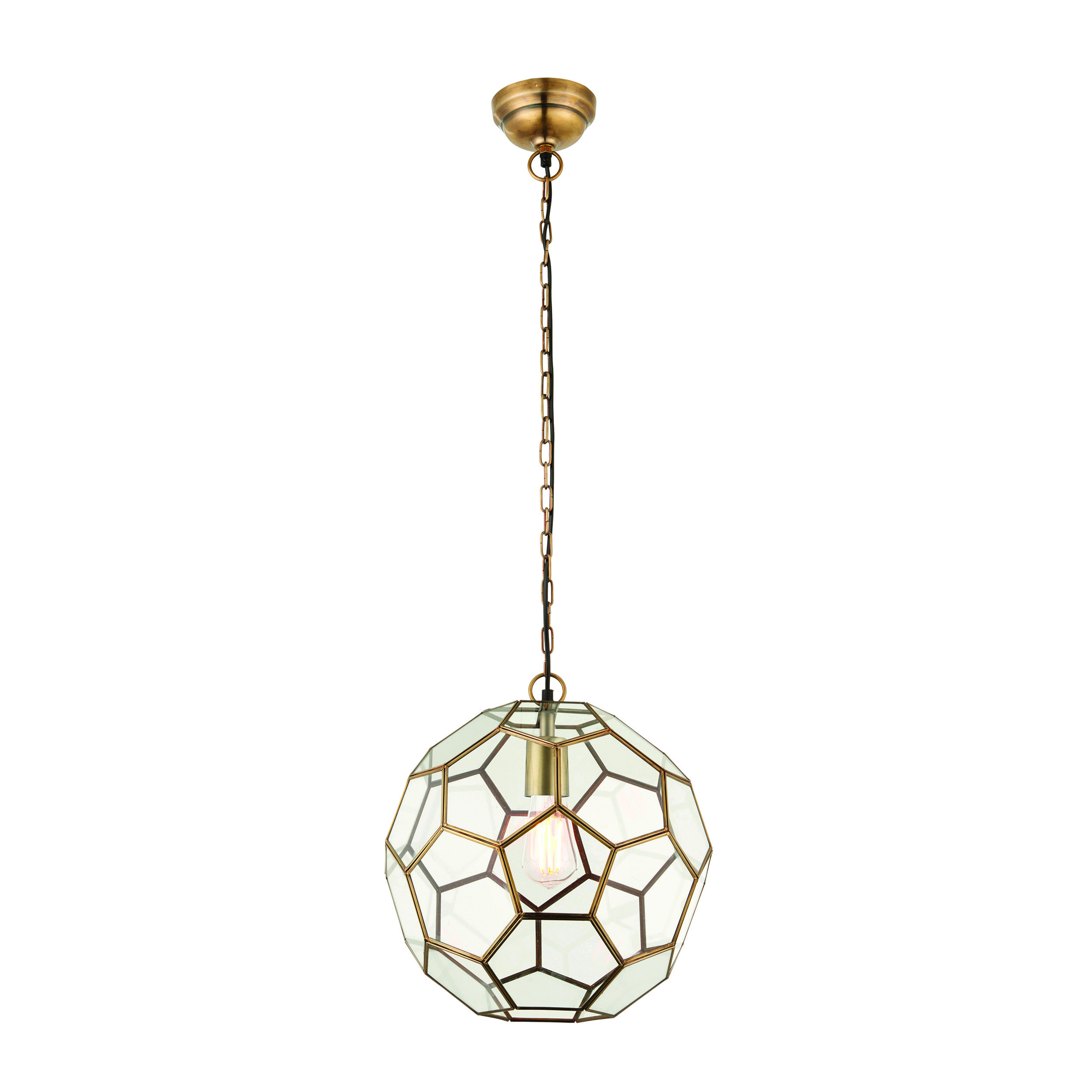 Lampa wisząca MIELE sześciokątne panele antyczny mosiądz 1xE27x40W Endon